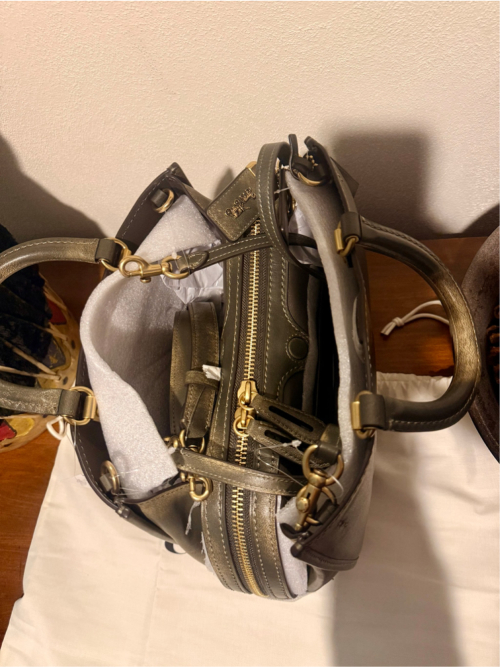NEW Coach Rogue 31 CEN42 Green Loved Leather Full Grain Shoulder Crossbody Bag N - Picture 15 of 16